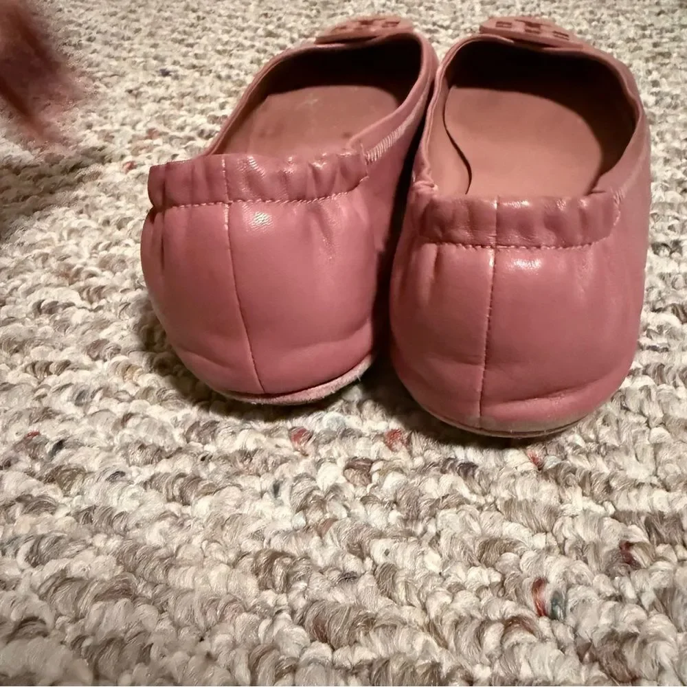 Tory Burch Minnie Travel Ballet with Leather Logo in Rosa- Size 9.5